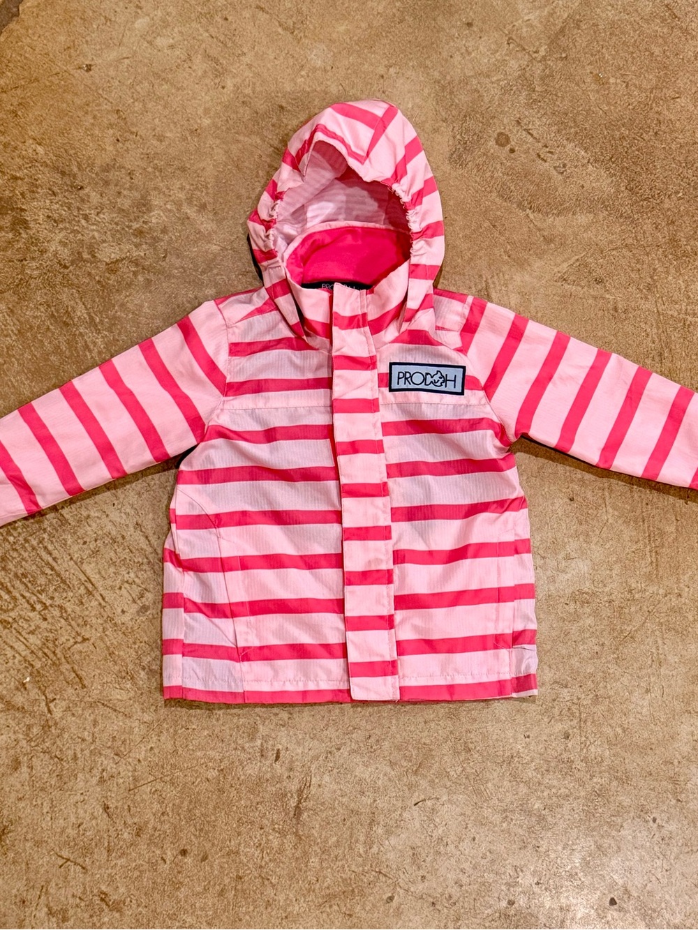 Girls pink striped PRODOH Reflective Rain Jacket 2T